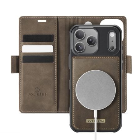 Solidenz 2-in-1 MagSafe Wallet Case voor iPhone 17 Pro Max – Bruin