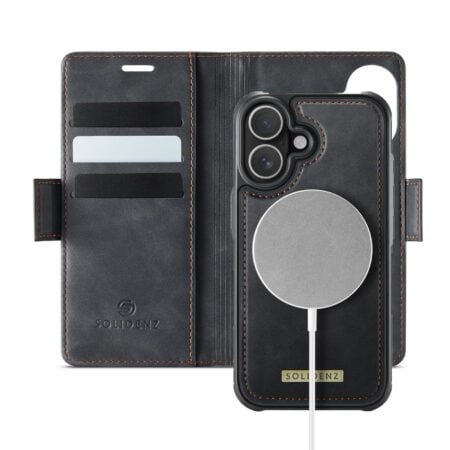 Solidenz 2-in-1 MagSafe Wallet Case voor iPhone 17 – Zwart