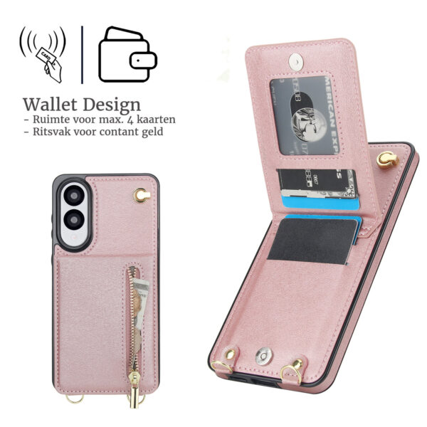 Solidenz Fashion Wallet case with lanyard Samsung Galaxy S25 Edge - Rose Gold - Image 2