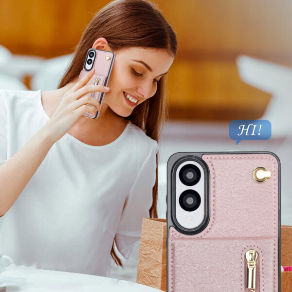 Solidenz Fashion Wallet case with lanyard Samsung Galaxy S25 Edge - Rose Gold - Image 5