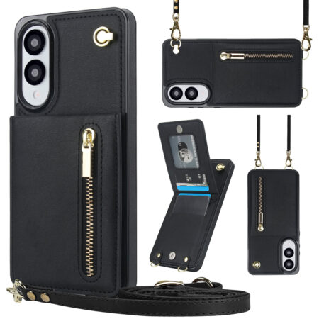 Solidenz Fashion Portemonnee hoesje met koord Samsung Galaxy S25 Edge – Zwart