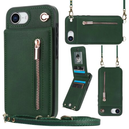 Solidenz Fashion Wallet case with cord iPhone 16e – Green