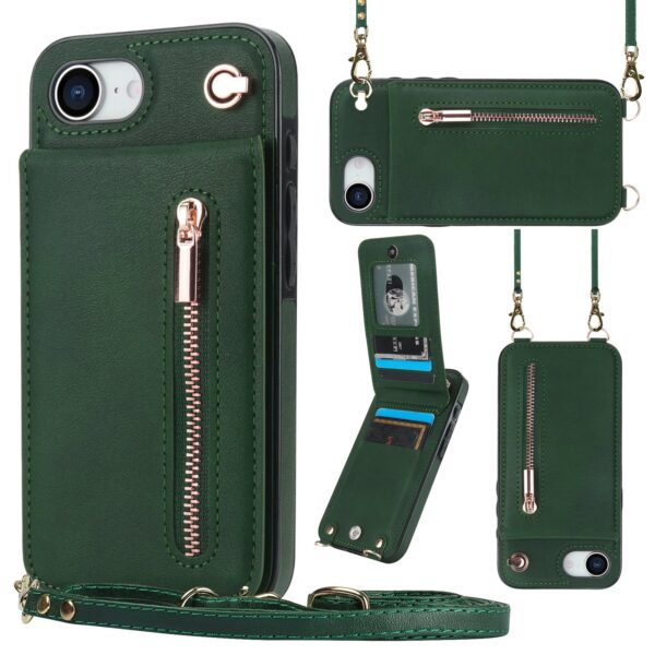 Solidenz Fashion Wallet case with cord iPhone 16e - Green