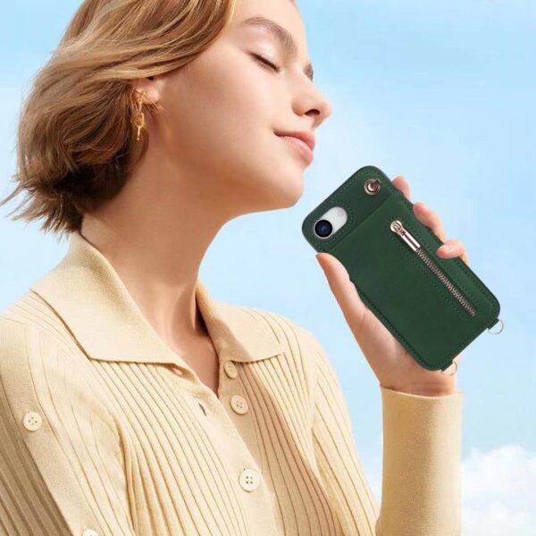Solidenz Fashion Wallet case with cord iPhone 16e - Green - Image 8