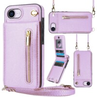 Solidenz Fashion Portemonnee hoesje met koord iPhone 16e – Violet