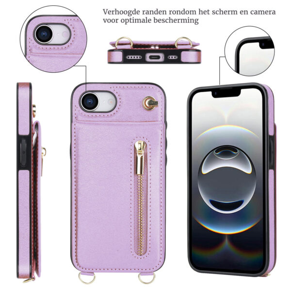 Solidenz Fashion Wallet case with cord iPhone 16e - Violet - Image 2