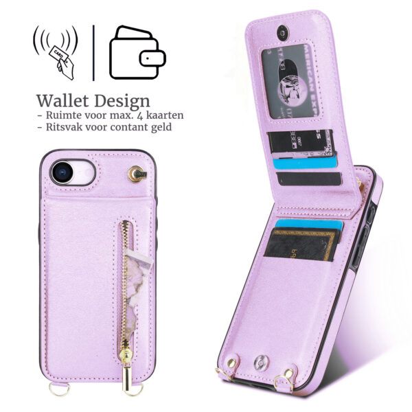 Solidenz Fashion Wallet case with cord iPhone 16e - Violet - Image 3