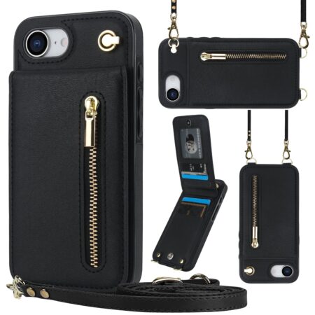 Solidenz Fashion Wallet case with lanyard iPhone 16e – Black