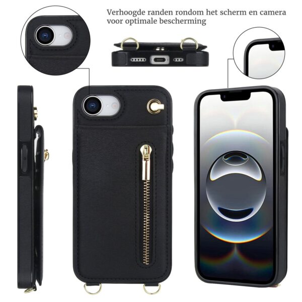 Solidenz Fashion Wallet case with lanyard iPhone 16e - Black - Image 4