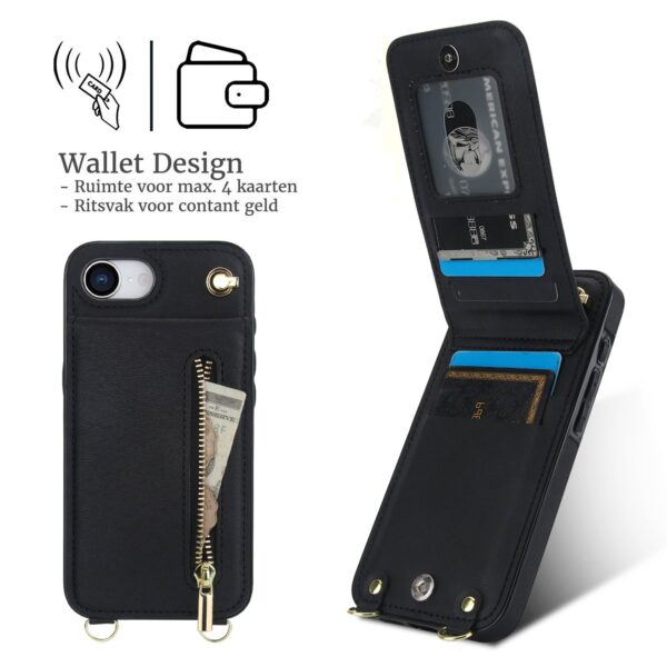 Solidenz Fashion Wallet case with lanyard iPhone 16e - Black - Image 5