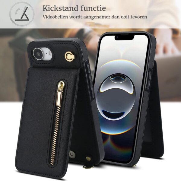 Solidenz Fashion Wallet case with lanyard iPhone 16e - Black - Image 7