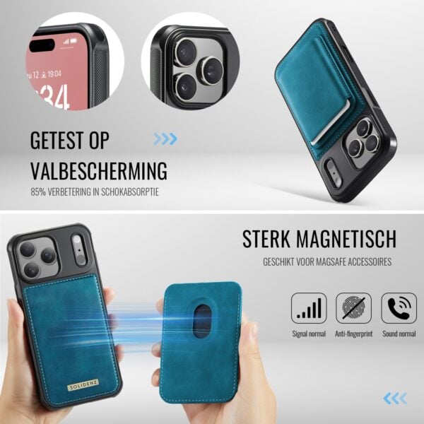 Solidenz MagSafe Wallet Backcover voor iPhone 17 Pro Max - Blauw - Afbeelding 5