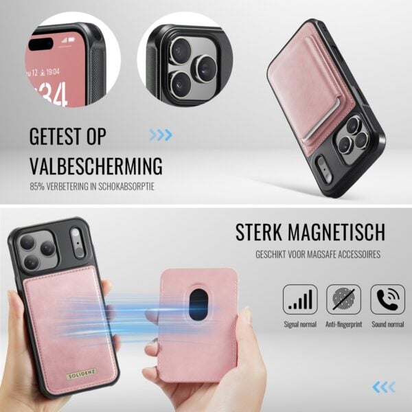 Solidenz MagSafe Wallet Backcover voor iPhone 17 Pro Max - Roze - Afbeelding 5
