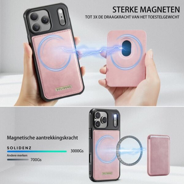 Solidenz MagSafe Wallet Backcover voor iPhone 17 Pro Max - Roze - Afbeelding 6