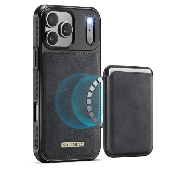 Solidenz MagSafe Wallet Backcover voor iPhone 17 Pro - Zwart
