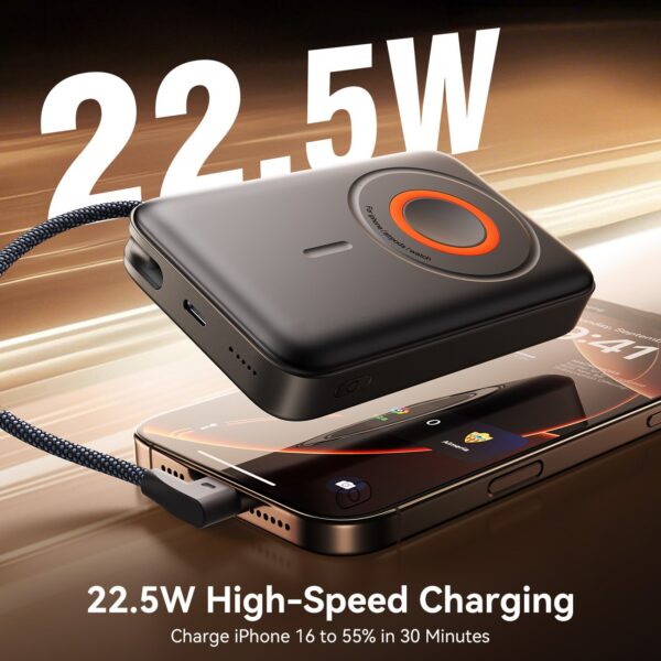 Joyroom 10000mAh powerbank – 22.5W snelladen – magnetisch – kabel ingebouwd - Afbeelding 5