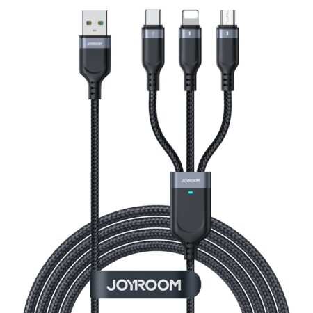 Joyroom Multi-Use 3.5A 3-in-1 Kabel – USB-A naar Lightning en Type-C en Micro-USB – 1,2 m – Zwart