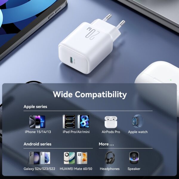 Joyroom – USB‑C PD 20W snellader + USB‑C naar Lightning kabel 1 meter – Wit - Afbeelding 6