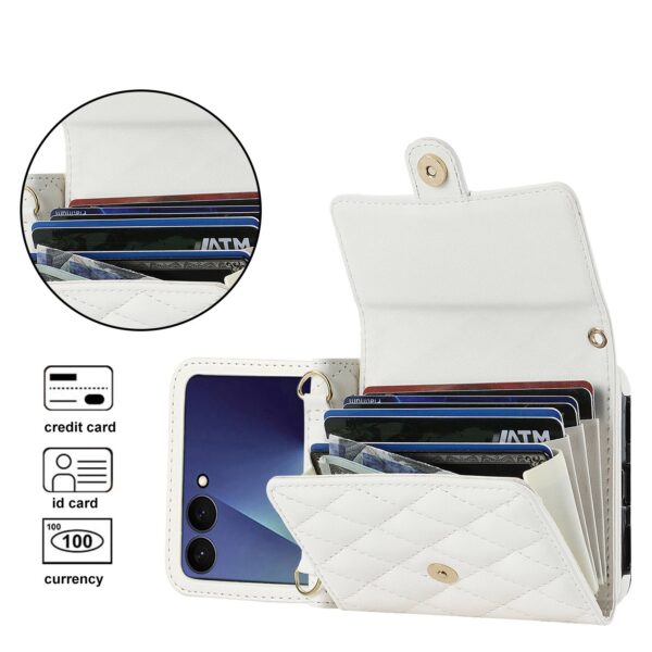 Fashion Portemonnee hoesje met koord Samsung Galaxy Z Flip 7 - Wit - Afbeelding 6