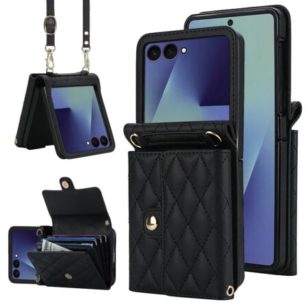 Fashion Portemonnee hoesje met koord Samsung Galaxy Z Flip 7 – Zwart