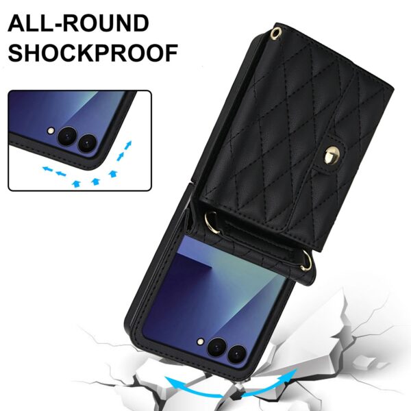 Fashion Portemonnee hoesje met koord Samsung Galaxy Z Flip 7 - Zwart - Afbeelding 4