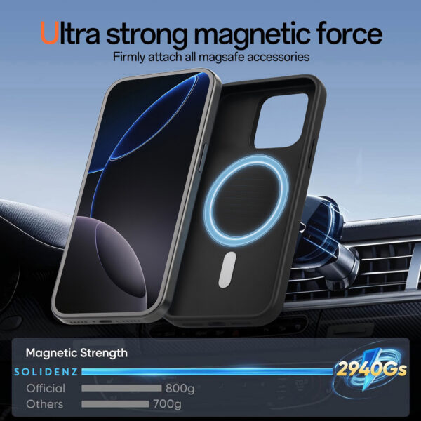 Solidenz Zwart Siliconen iPhone 15 Pro Max hoesje met MagSafe - Midnight Black - Afbeelding 5