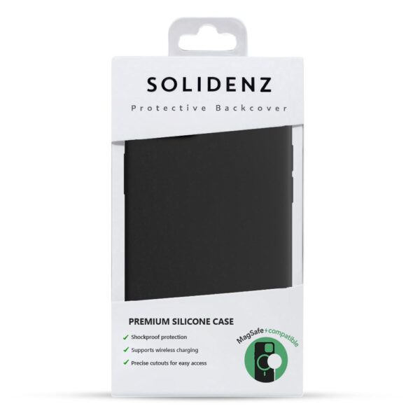 Solidenz Zwart Siliconen iPhone 14 en iPhone 13 hoesje met MagSafe - Midnight Black - Afbeelding 7