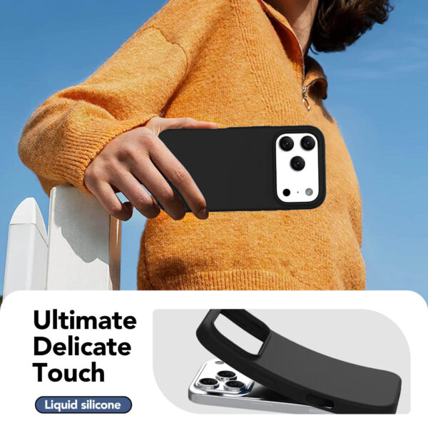 Solidenz Zwart Siliconen iPhone 17 Pro Max hoesje met MagSafe - Midnight Black - Afbeelding 4