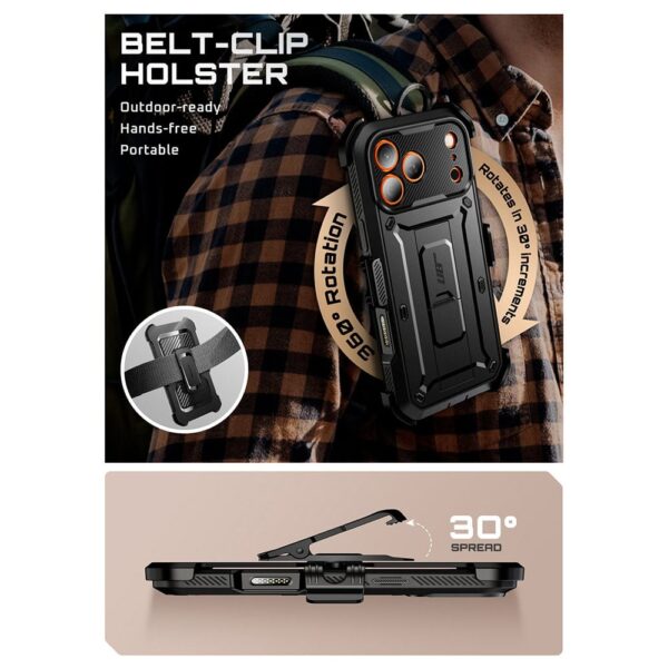 Supcase 360 Backcover met screen protector iPhone 17 Pro Max hoesje - Zwart - Afbeelding 10