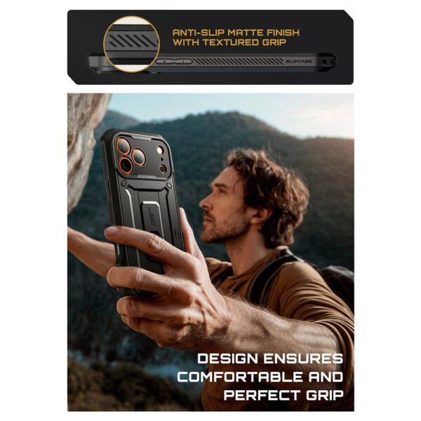 Supcase 360 Backcover met screen protector iPhone 17 Pro Max hoesje - Zwart - Afbeelding 11