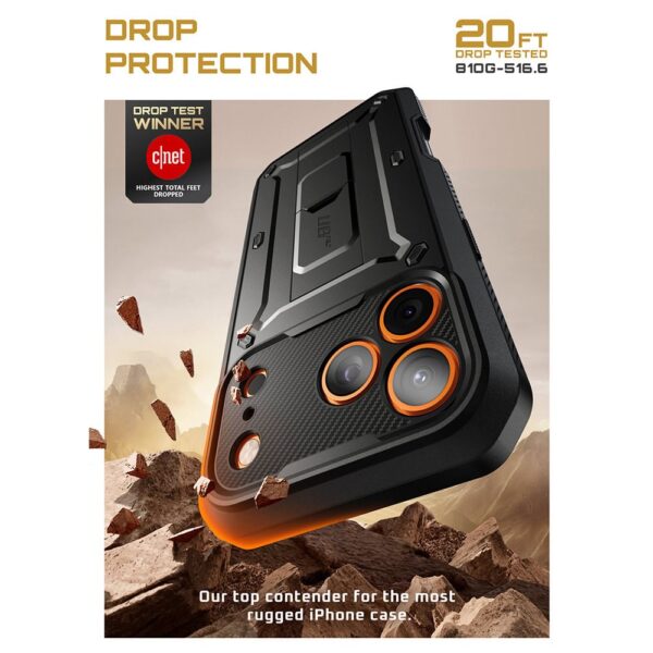 Supcase 360 Backcover met screen protector iPhone 17 Pro Max hoesje - Zwart - Afbeelding 5