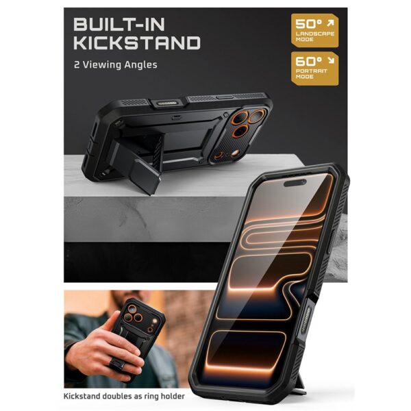 Supcase 360 Backcover met screen protector iPhone 17 Pro Max hoesje - Zwart - Afbeelding 7
