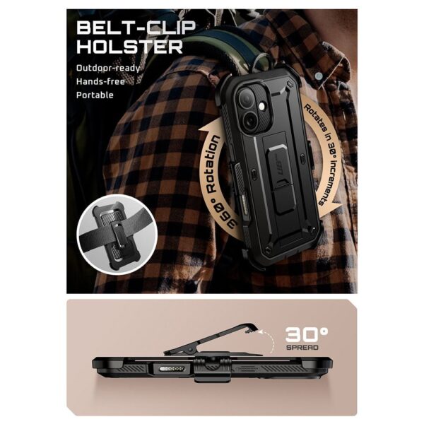 Supcase 360 Backcover met screen protector iPhone 17 hoesje - Zwart - Afbeelding 10