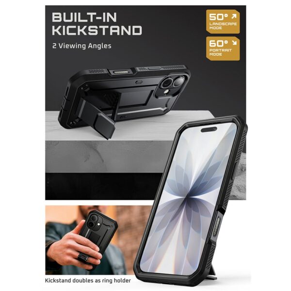 Supcase 360 Backcover met screen protector iPhone 17 hoesje - Zwart - Afbeelding 7