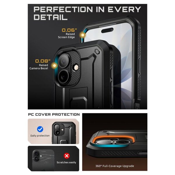 Supcase 360 Backcover met screen protector iPhone 17 hoesje - Zwart - Afbeelding 9