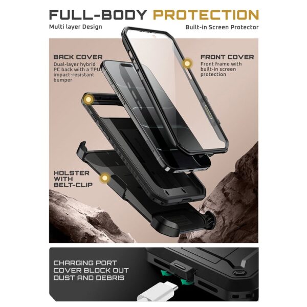 Supcase 360 Backcover with screen protector iPhone Air case - Black - Image 8