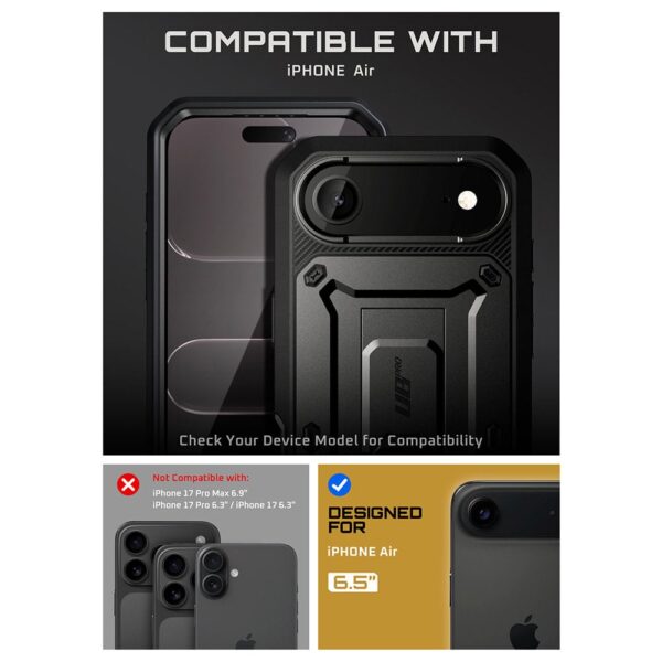 Supcase 360 Backcover with screen protector iPhone Air case - Black - Image 4