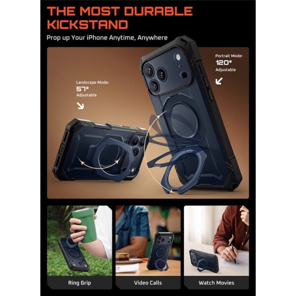 Supcase UB Grip Pro iPhone 17 Pro Max hoesje met Screenprotector en MagSafe - Blauw - Afbeelding 6