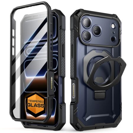 Supcase UB Grip Pro iPhone 17 Pro Max hoesje met Screenprotector en MagSafe – Zwart Transparant