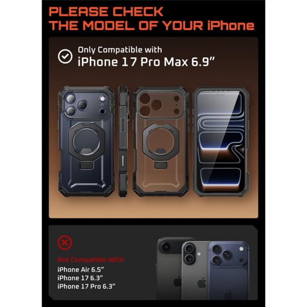 Supcase UB Grip Pro iPhone 17 Pro Max hoesje met Screenprotector en MagSafe - Zwart Transparant - Afbeelding 4