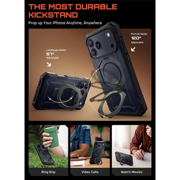 Supcase UB Grip Pro iPhone 17 Pro Max hoesje met Screenprotector en MagSafe - Zwart Transparant - Afbeelding 6