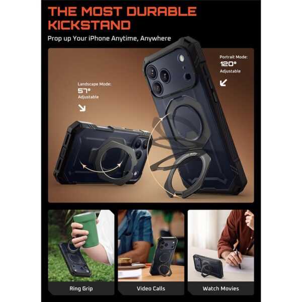 Supcase UB Grip Pro iPhone 17 Pro hoesje met Screenprotector en MagSafe - Zwart Transparant - Afbeelding 6