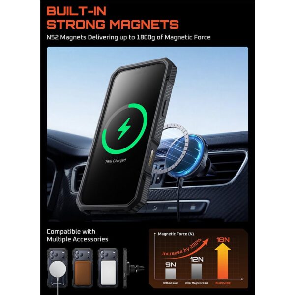 Supcase UB Grip Pro iPhone 17 Pro hoesje met Screenprotector en MagSafe - Zwart Transparant - Afbeelding 8