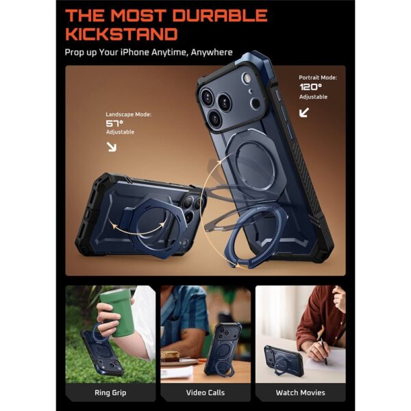 Supcase UB Grip hoesje geschikt voor iPhone 17 Pro Max met MagSafe - Blauw - Afbeelding 6