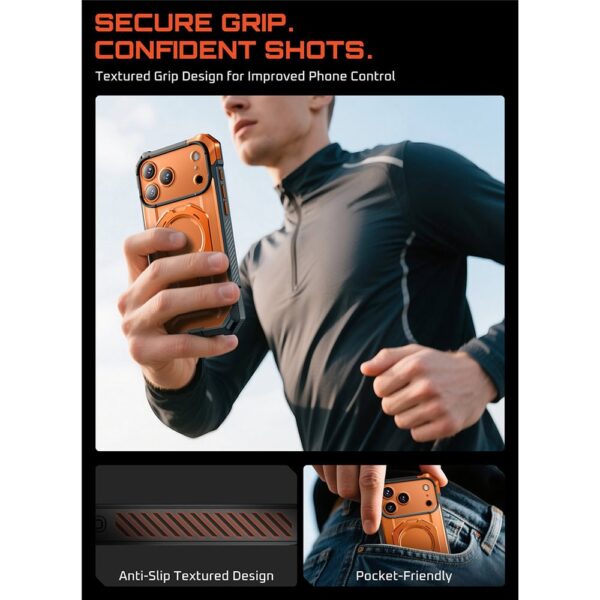 Supcase UB Grip hoesje geschikt voor iPhone 17 Pro Max met MagSafe - Oranje Transparant - Afbeelding 10