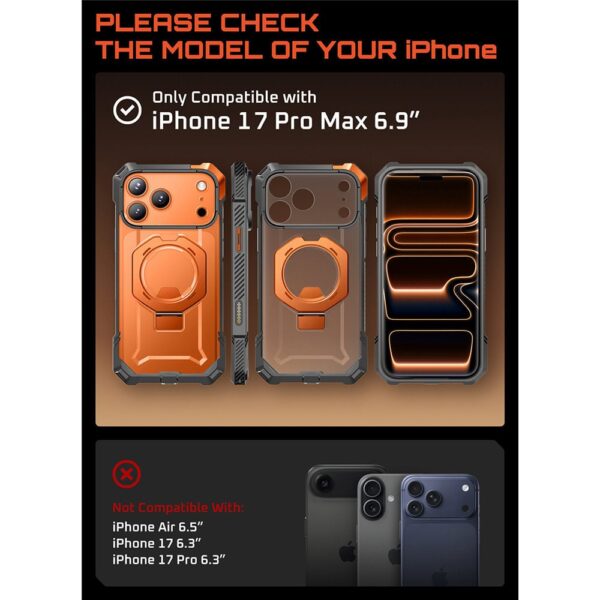 Supcase UB Grip hoesje geschikt voor iPhone 17 Pro Max met MagSafe - Oranje Transparant - Afbeelding 4