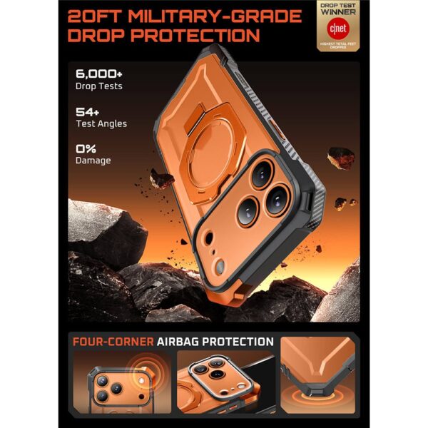 Supcase UB Grip hoesje geschikt voor iPhone 17 Pro Max met MagSafe - Oranje Transparant - Afbeelding 5