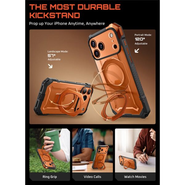 Supcase UB Grip hoesje geschikt voor iPhone 17 Pro Max met MagSafe - Oranje Transparant - Afbeelding 6