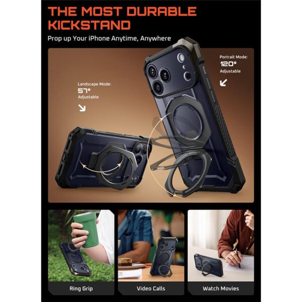 Supcase UB Grip hoesje geschikt voor iPhone 17 Pro Max met MagSafe - Zwart Transparant - Afbeelding 6