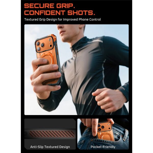 Supcase UB Grip hoesje geschikt voor iPhone 17 Pro met MagSafe - Oranje Transparant - Afbeelding 10
